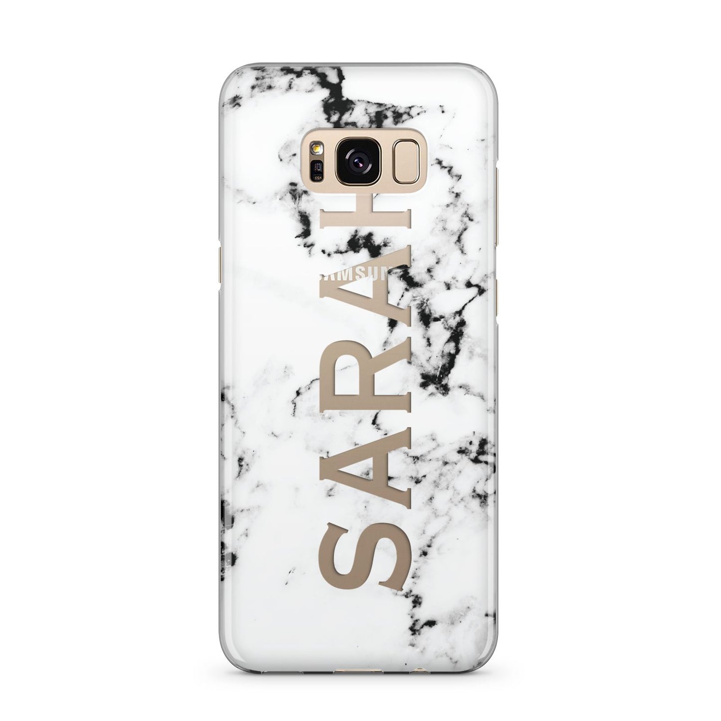 Personalised Clear Name Black White Marble Custom Samsung Galaxy S8 Plus Case