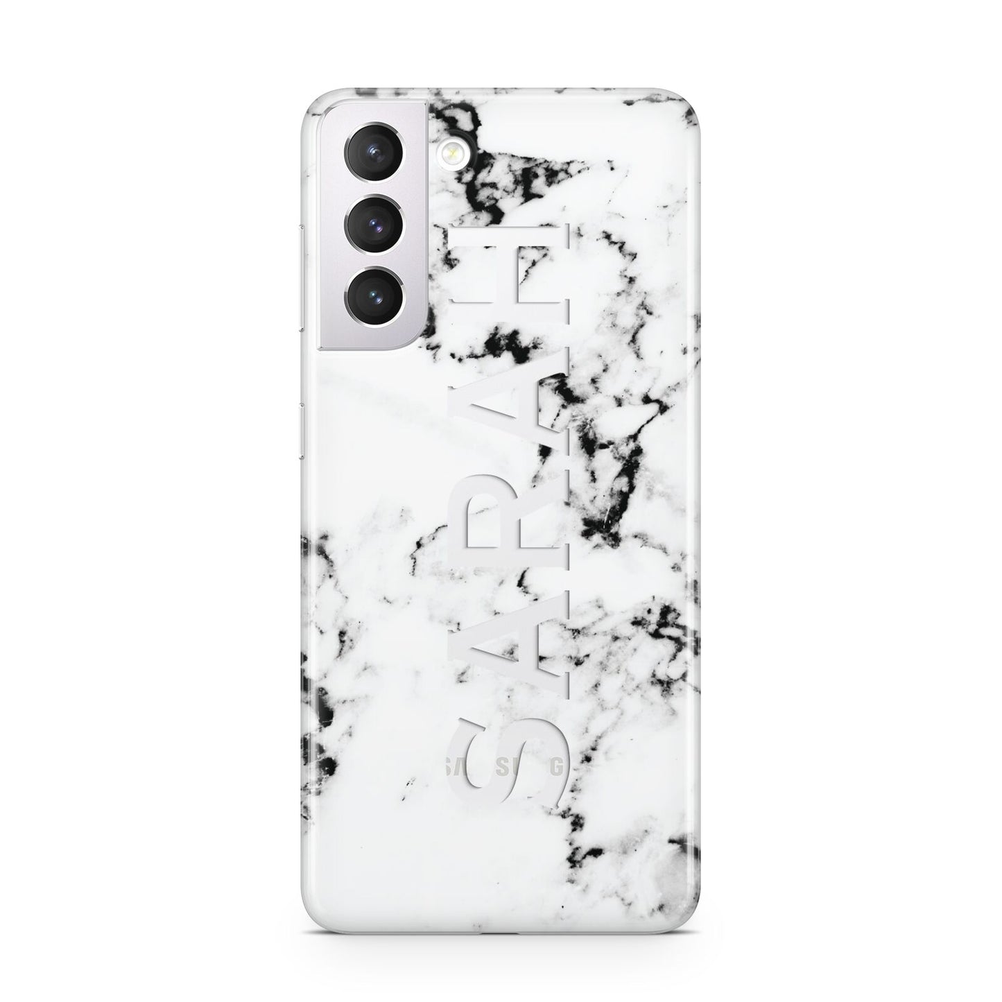 Personalised Clear Name Black White Marble Custom Samsung S21 Case