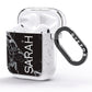 Personalised Clear Name Cutout Black Marble Custom AirPods Glitter Case Side Image