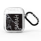 Personalised Clear Name Cutout Black Marble Custom AirPods Glitter Case
