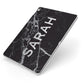 Personalised Clear Name Cutout Black Marble Custom Apple iPad Case on Silver iPad Side View