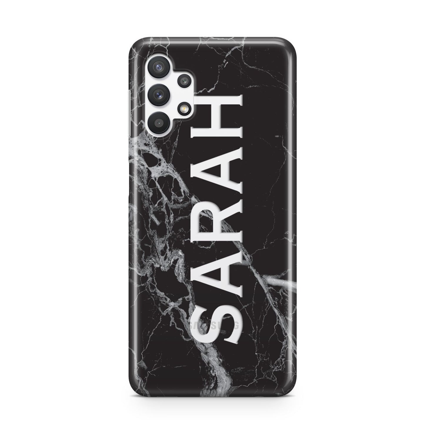 Personalised Clear Name Cutout Black Marble Custom Samsung A32 5G Case