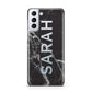Personalised Clear Name Cutout Black Marble Custom Samsung S21 Plus Case