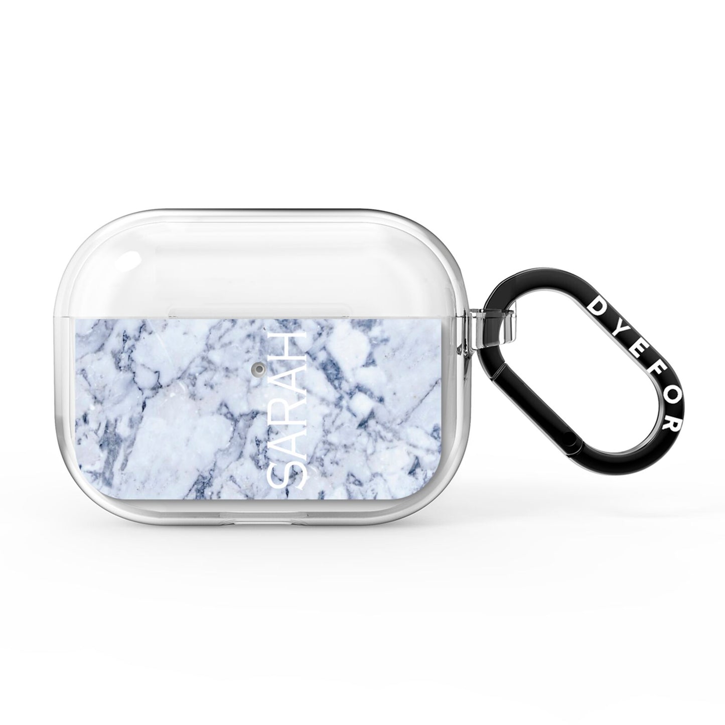 Personalised Clear Name Cutout Blue Marble Custom AirPods Pro Clear Case