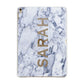 Personalised Clear Name Cutout Blue Marble Custom Apple iPad Gold Case