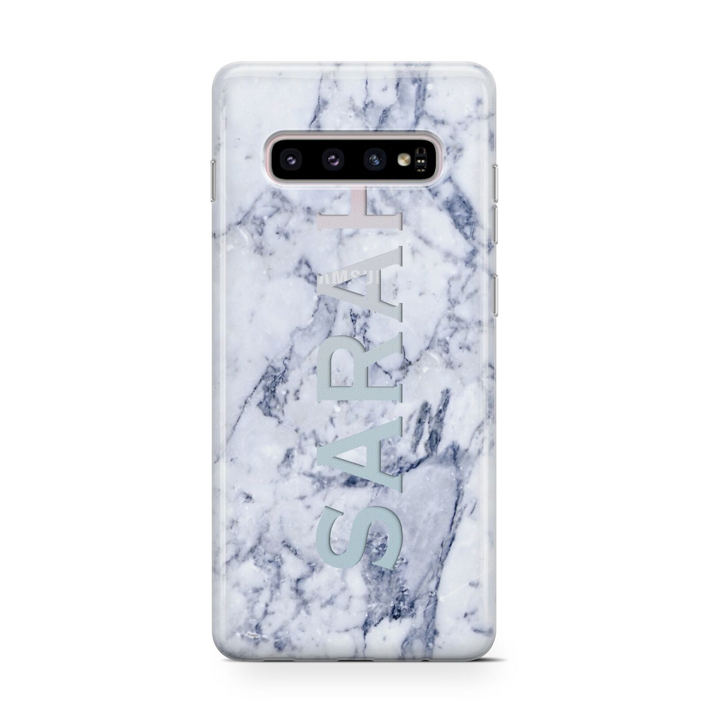 Personalised Clear Name Cutout Blue Marble Custom Protective Samsung Galaxy Case