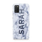 Personalised Clear Name Cutout Blue Marble Custom Samsung A02s Case