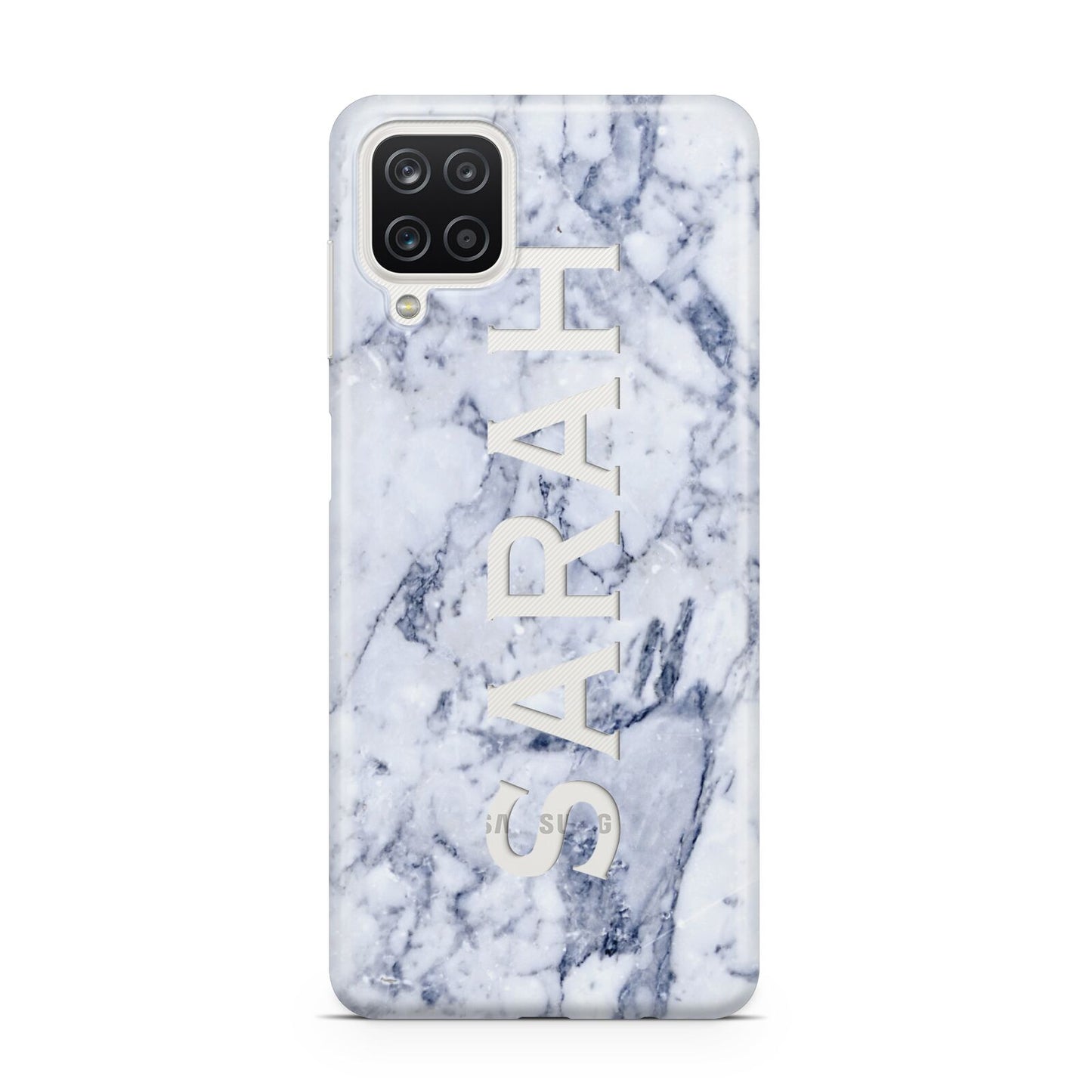 Personalised Clear Name Cutout Blue Marble Custom Samsung A12 Case