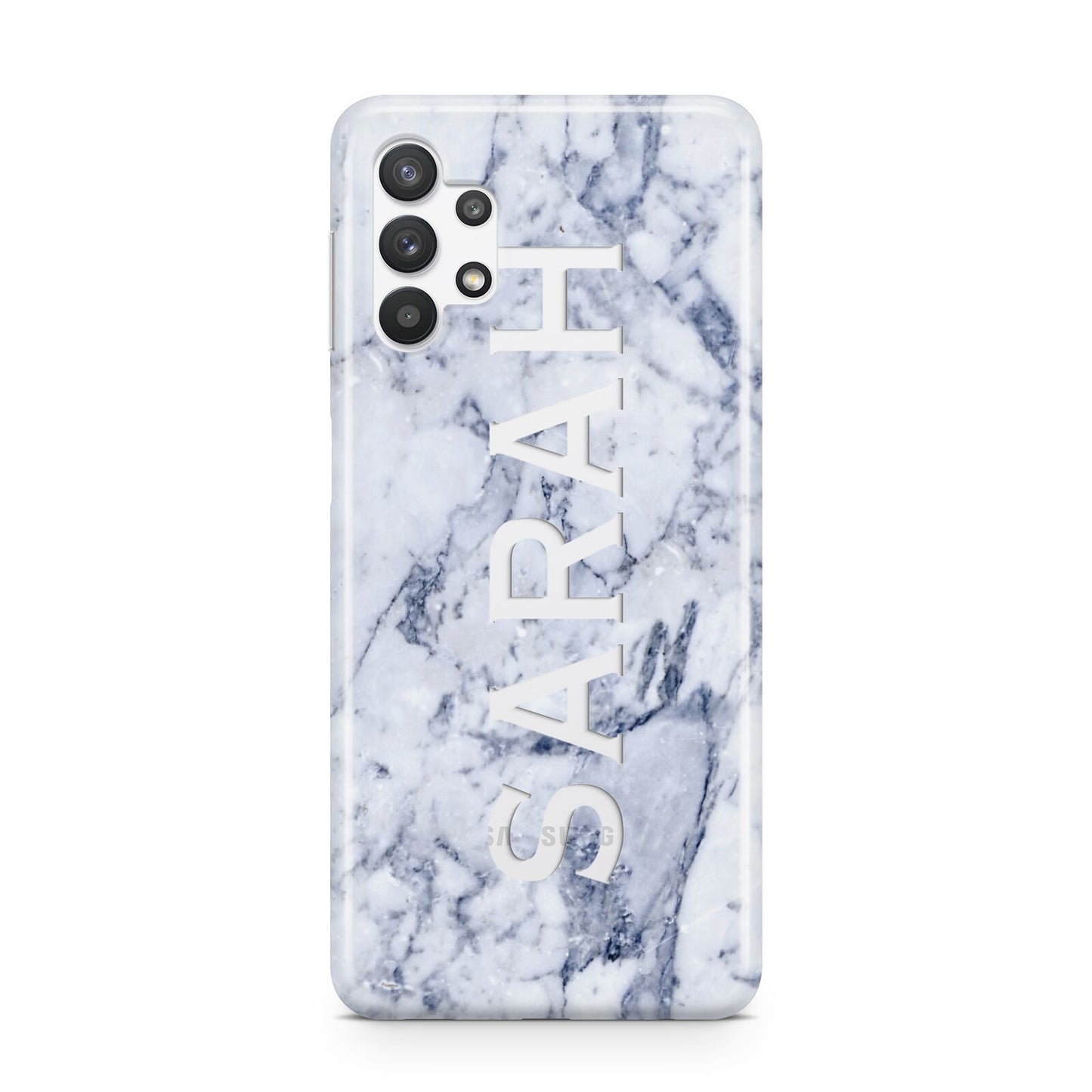 Personalised Clear Name Cutout Blue Marble Custom Samsung A32 5G Case