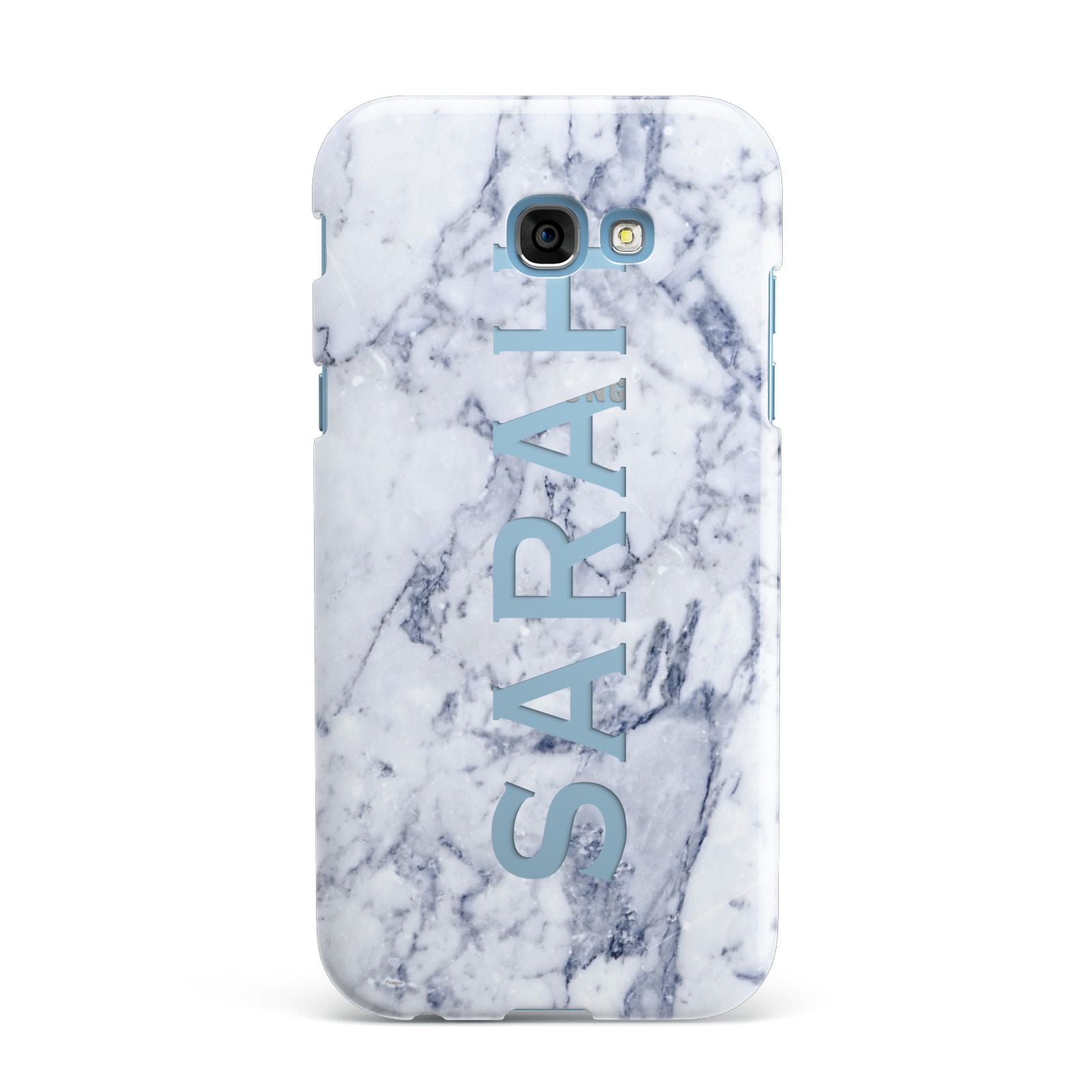 Personalised Clear Name Cutout Blue Marble Custom Samsung Galaxy A7 2017 Case