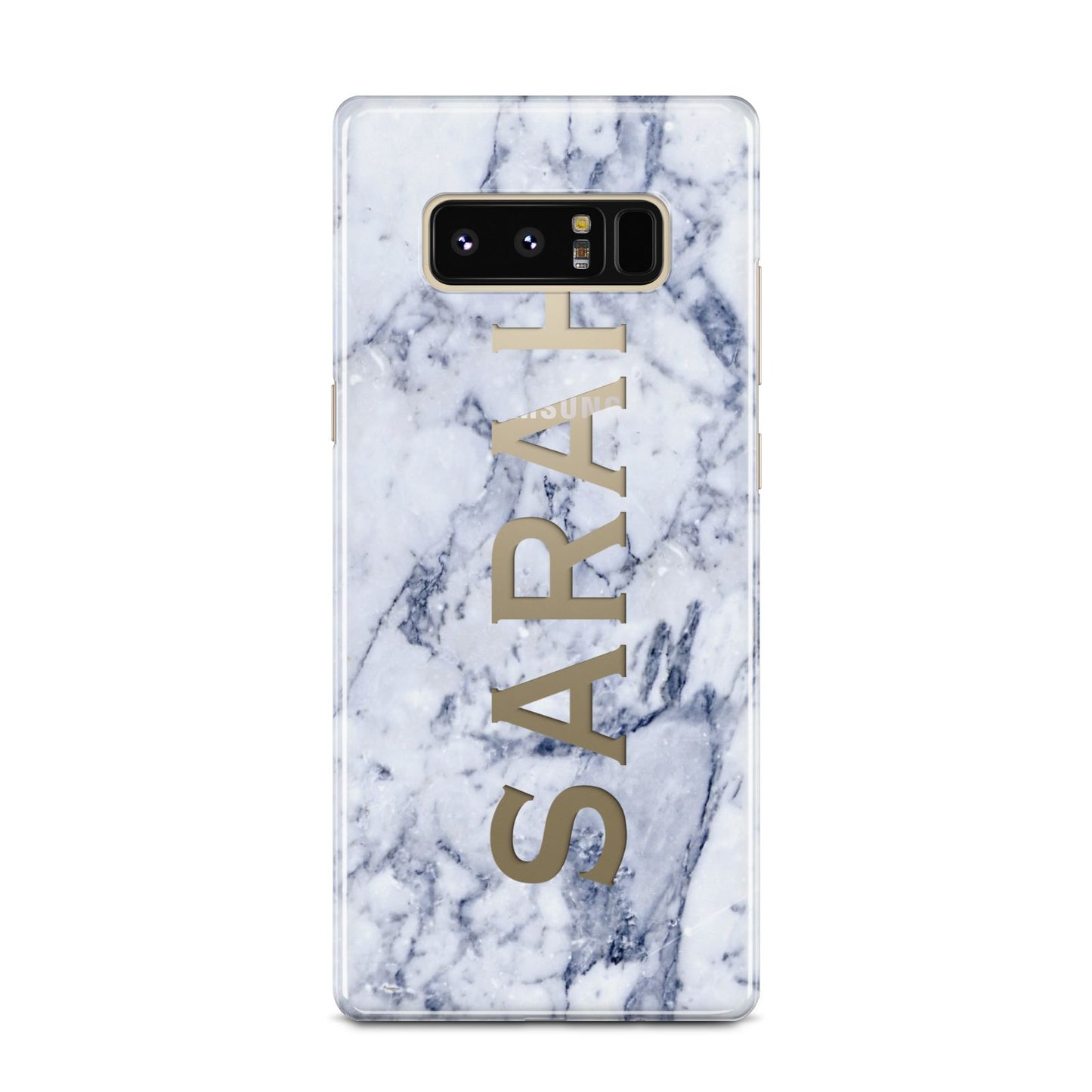 Personalised Clear Name Cutout Blue Marble Custom Samsung Galaxy Note 8 Case