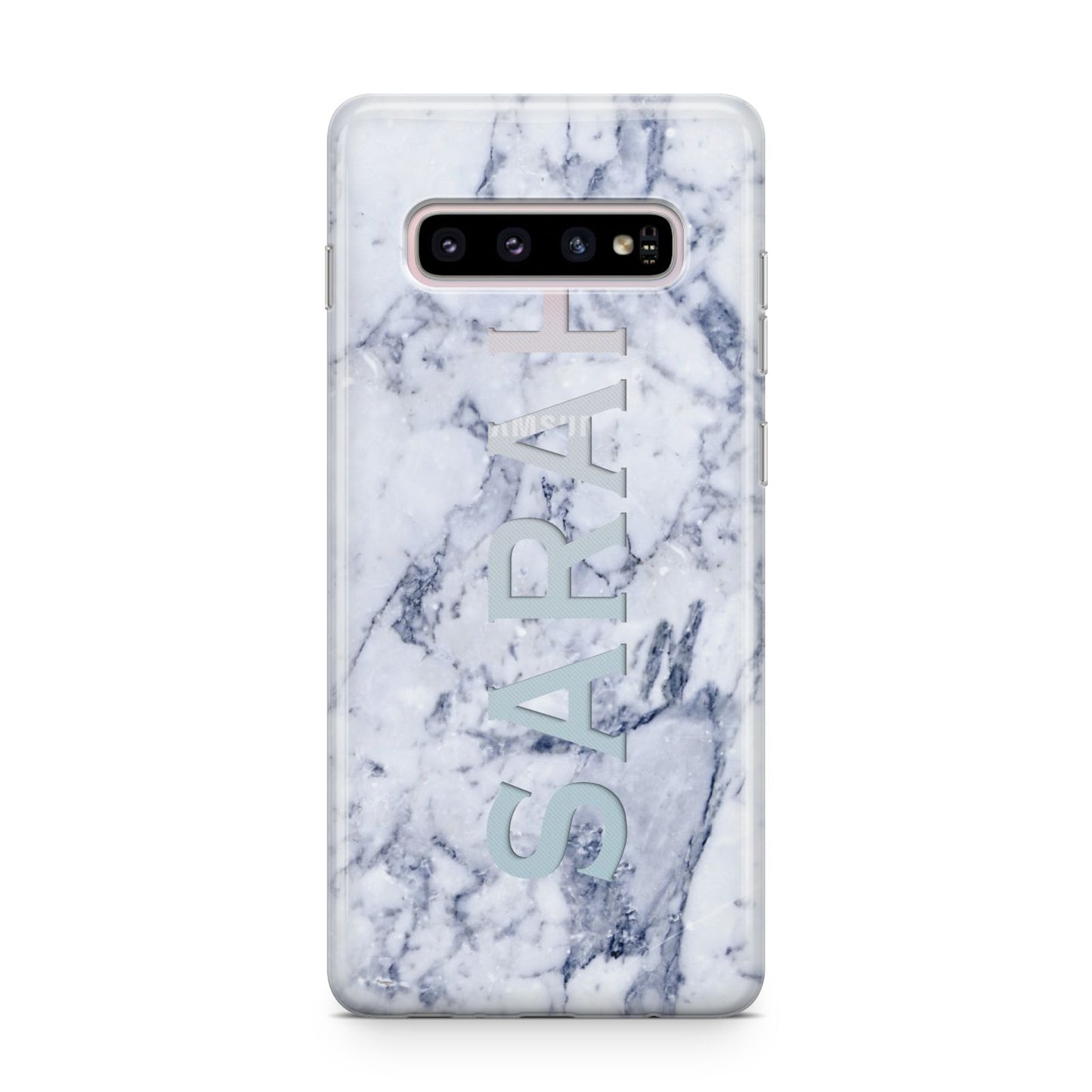 Personalised Clear Name Cutout Blue Marble Custom Samsung Galaxy S10 Plus Case