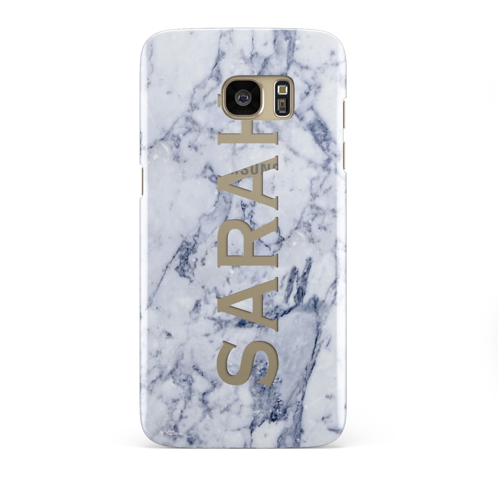 Personalised Clear Name Cutout Blue Marble Custom Samsung Galaxy S7 Edge Case