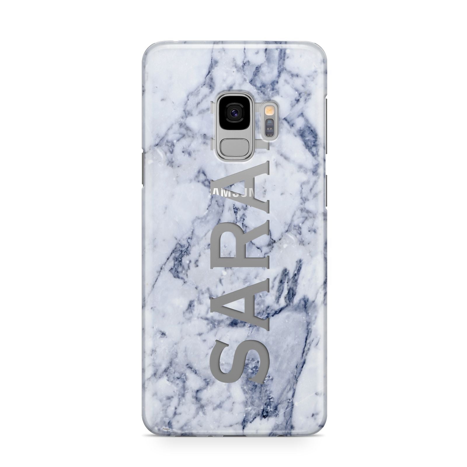 Personalised Clear Name Cutout Blue Marble Custom Samsung Galaxy S9 Case
