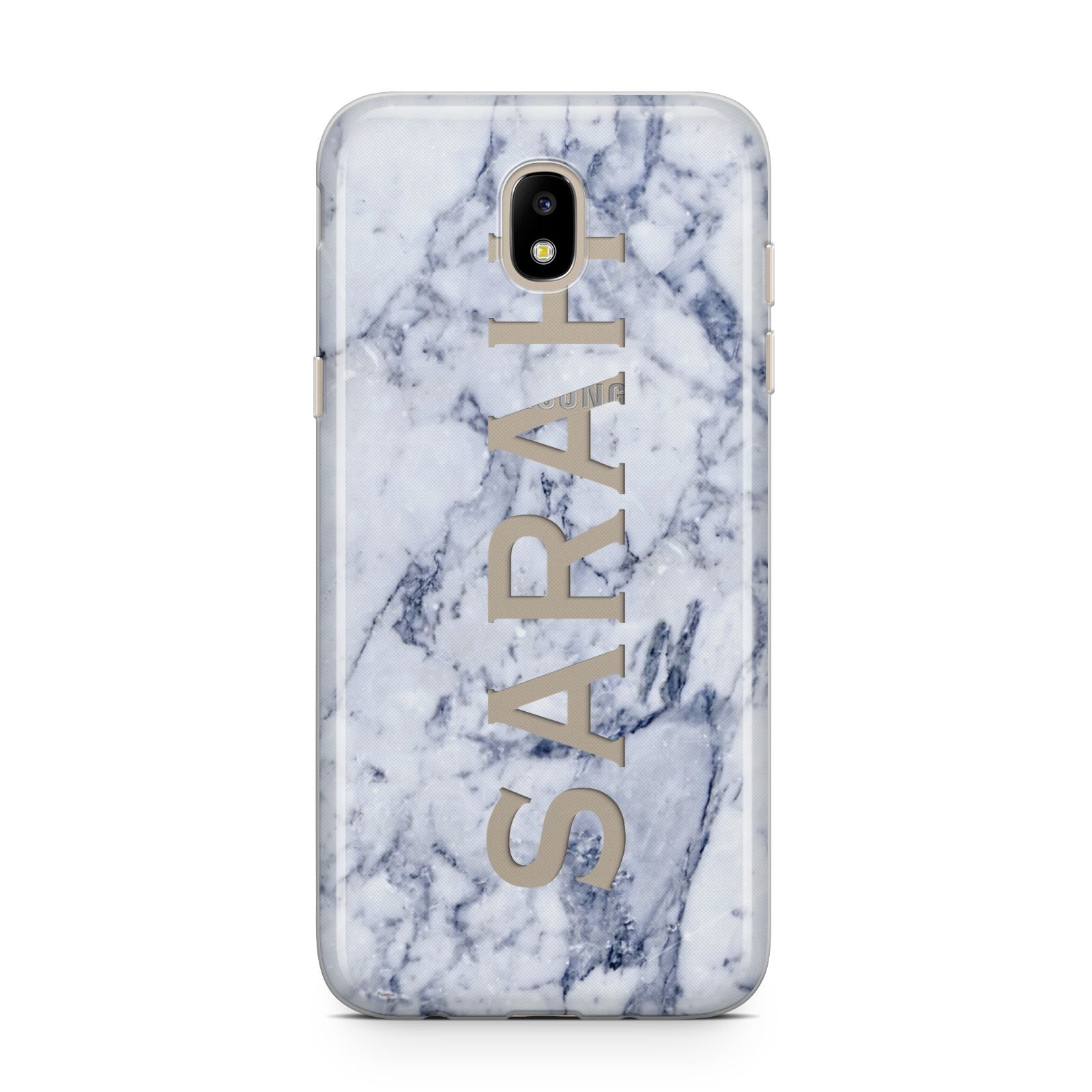 Personalised Clear Name Cutout Blue Marble Custom Samsung J5 2017 Case