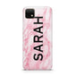 Personalised Clear Name Cutout Pink Marble Custom Huawei Enjoy 20 Phone Case
