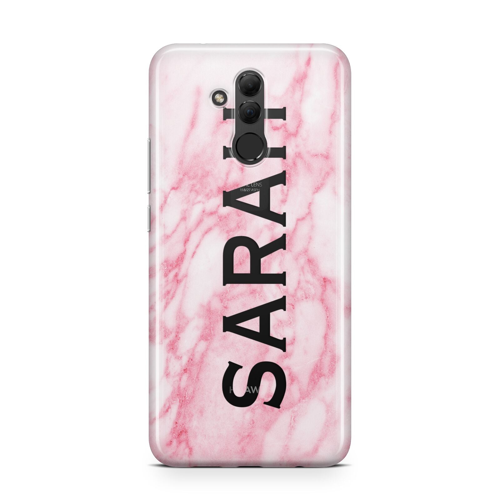 Personalised Clear Name Cutout Pink Marble Custom Huawei Mate 20 Lite