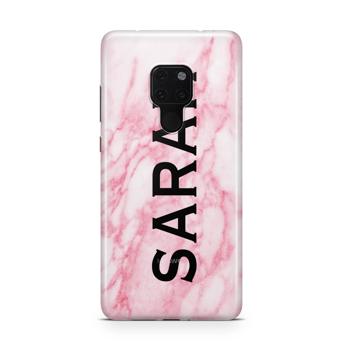 Personalised Clear Name Cutout Pink Marble Custom Huawei Mate 20 Phone Case