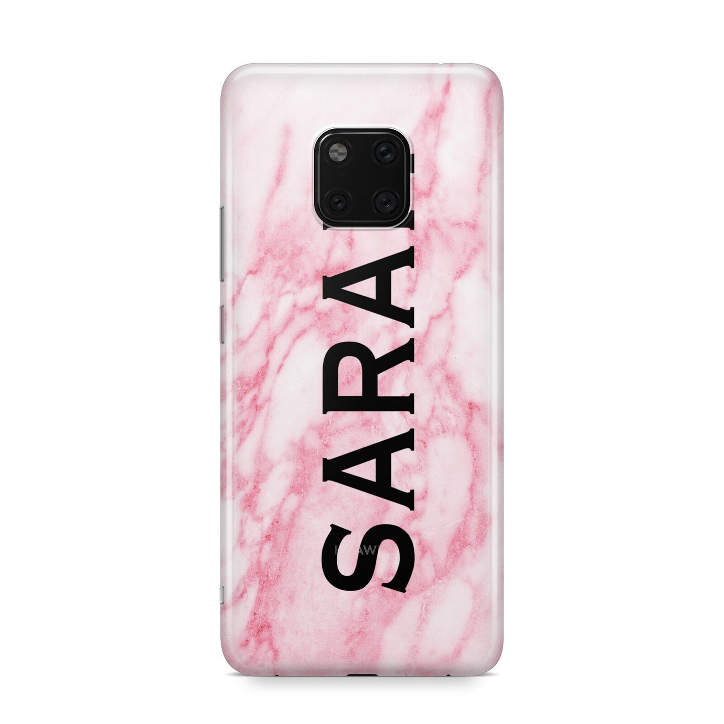 Personalised Clear Name Cutout Pink Marble Custom Huawei Mate 20 Pro Phone Case