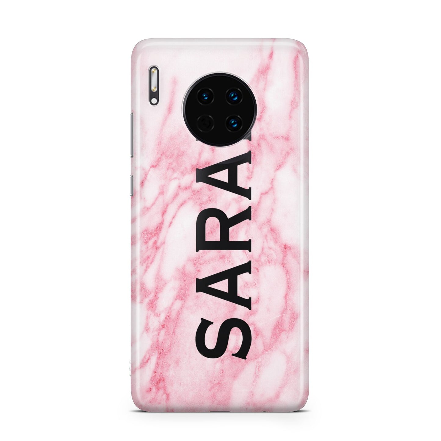 Personalised Clear Name Cutout Pink Marble Custom Huawei Mate 30