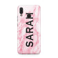Personalised Clear Name Cutout Pink Marble Custom Huawei Nova 3 Phone Case