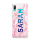 Personalised Clear Name Cutout Pink Marble Custom Huawei P Smart 2019 Case