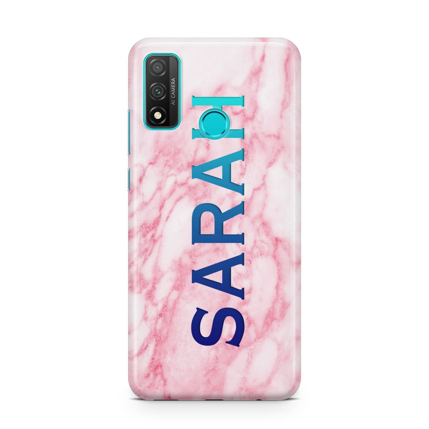 Personalised Clear Name Cutout Pink Marble Custom Huawei P Smart 2020