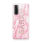 Personalised Clear Name Cutout Pink Marble Custom Huawei P Smart 2021