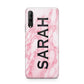 Personalised Clear Name Cutout Pink Marble Custom Huawei P Smart Pro 2019