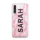Personalised Clear Name Cutout Pink Marble Custom Huawei P20 Pro Phone Case