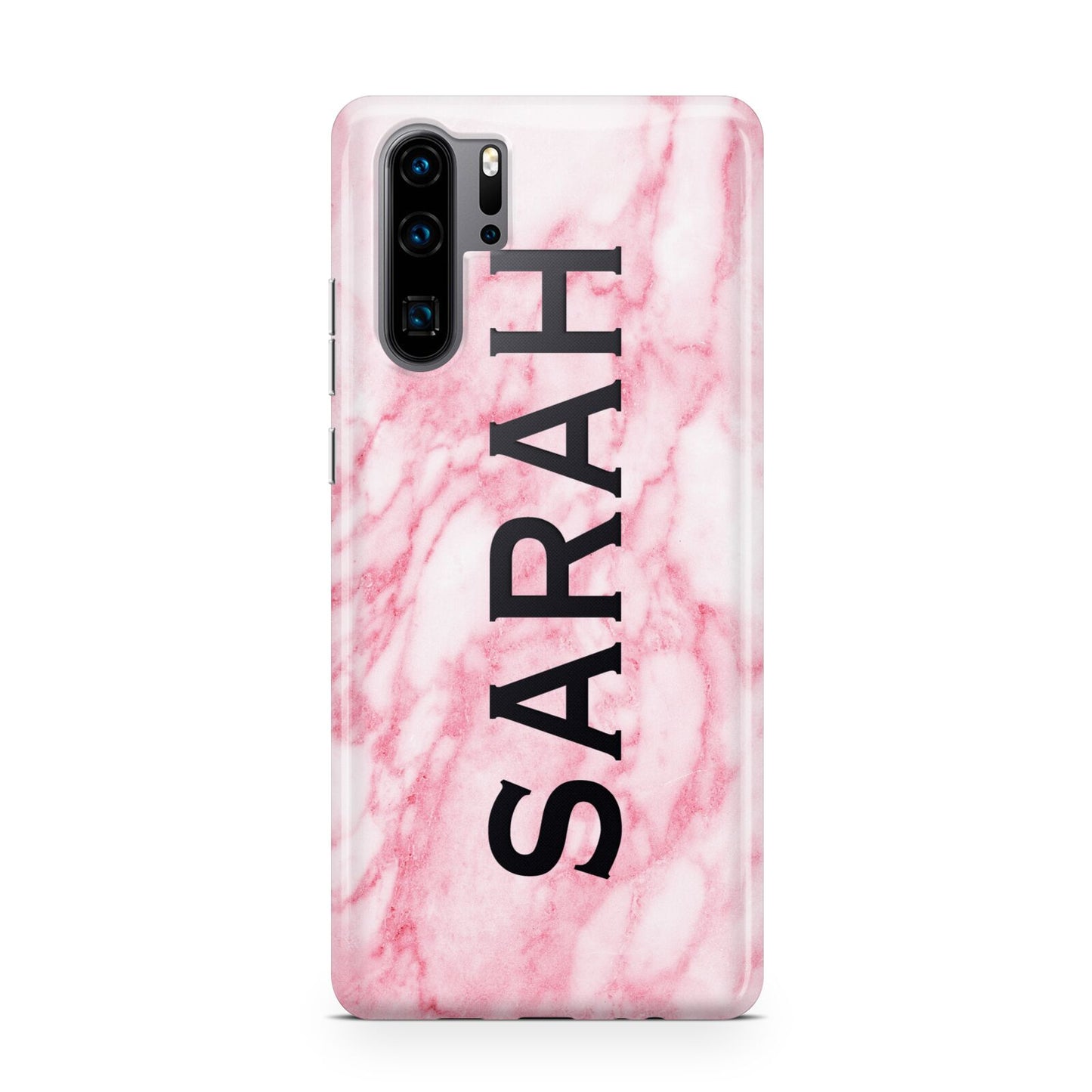 Personalised Clear Name Cutout Pink Marble Custom Huawei P30 Pro Phone Case