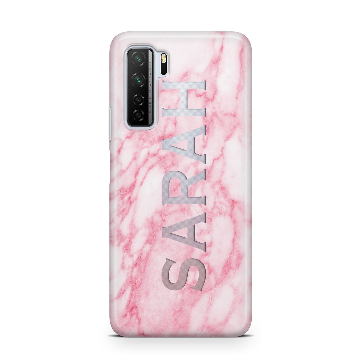Personalised Clear Name Cutout Pink Marble Custom Huawei P40 Lite 5G Phone Case