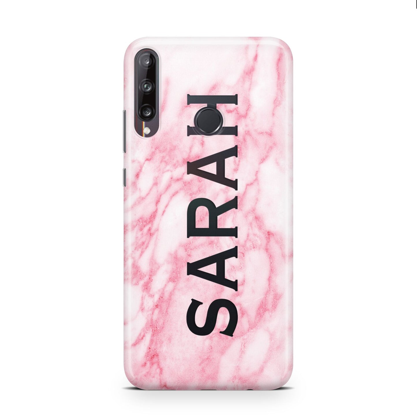 Personalised Clear Name Cutout Pink Marble Custom Huawei P40 Lite E Phone Case