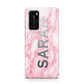Personalised Clear Name Cutout Pink Marble Custom Huawei P40 Phone Case
