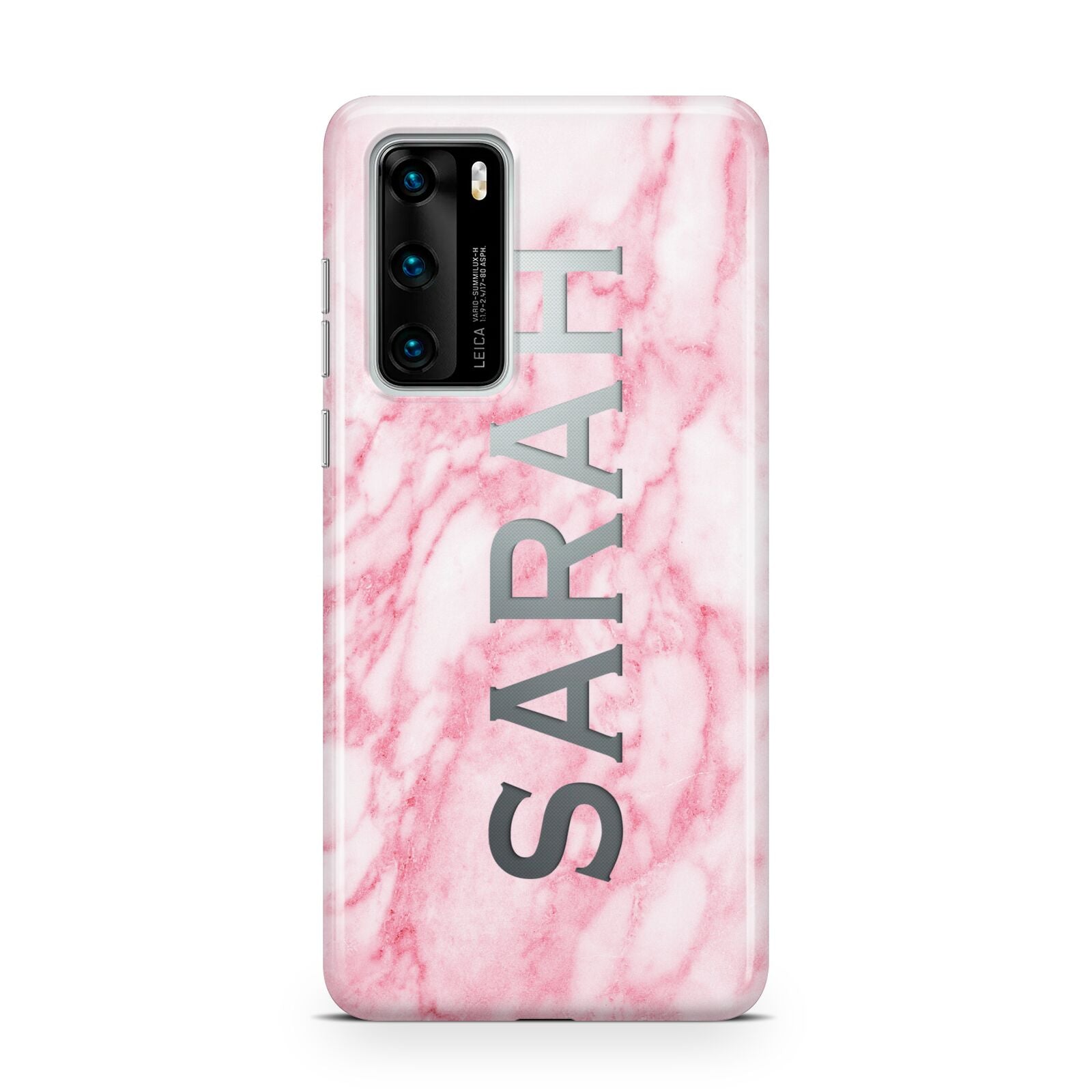 Personalised Clear Name Cutout Pink Marble Custom Huawei P40 Phone Case