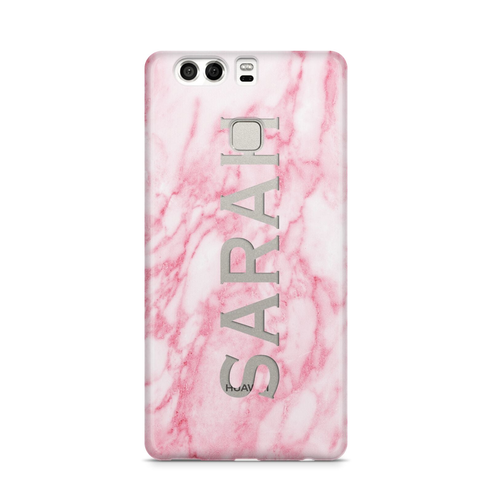 Personalised Clear Name Cutout Pink Marble Custom Huawei P9 Case