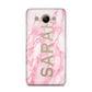 Personalised Clear Name Cutout Pink Marble Custom Huawei Y3 2017