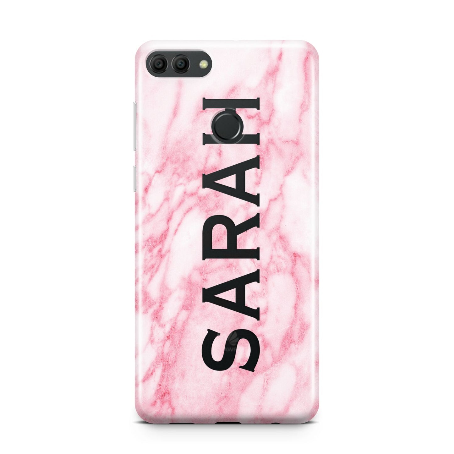 Personalised Clear Name Cutout Pink Marble Custom Huawei Y9 2018