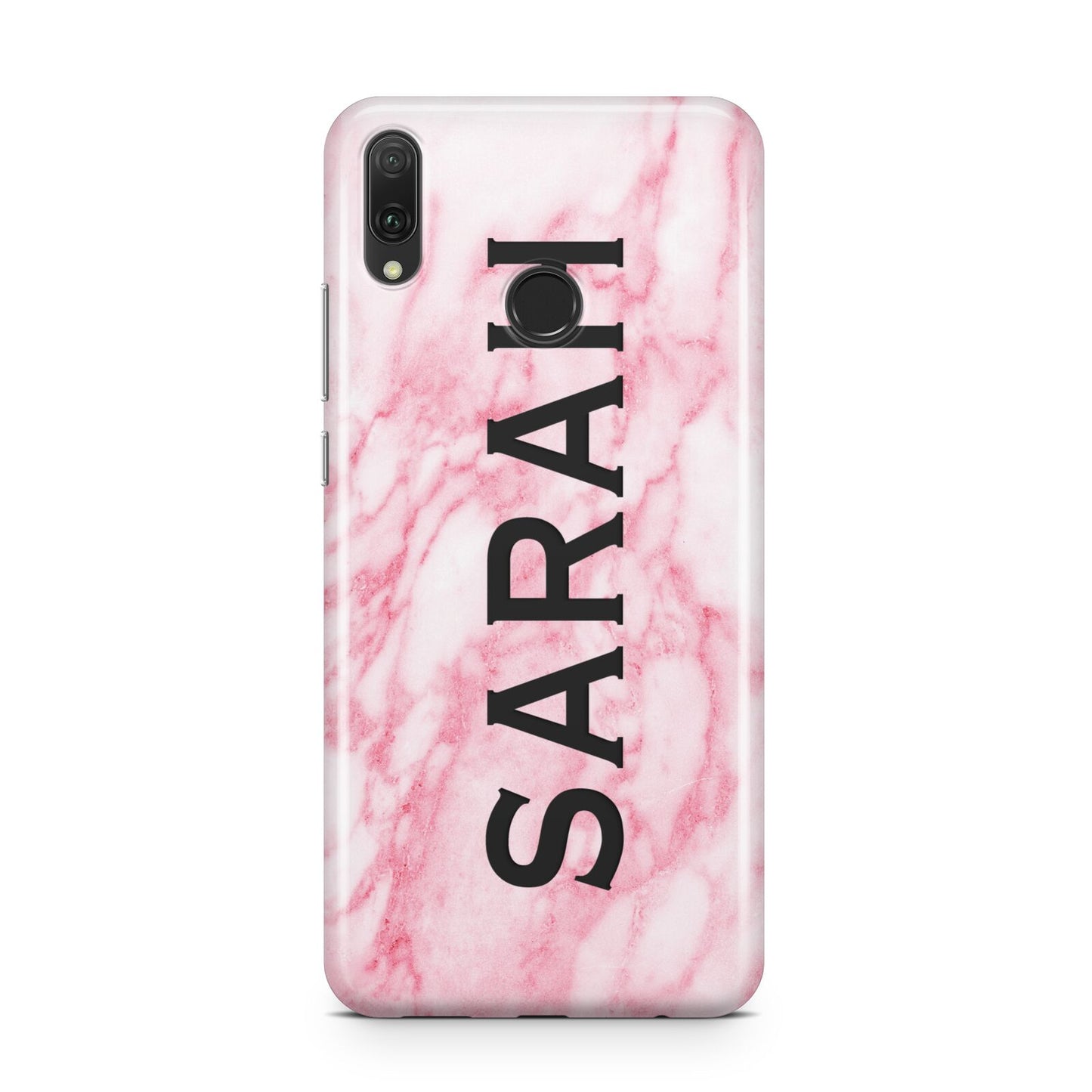 Personalised Clear Name Cutout Pink Marble Custom Huawei Y9 2019