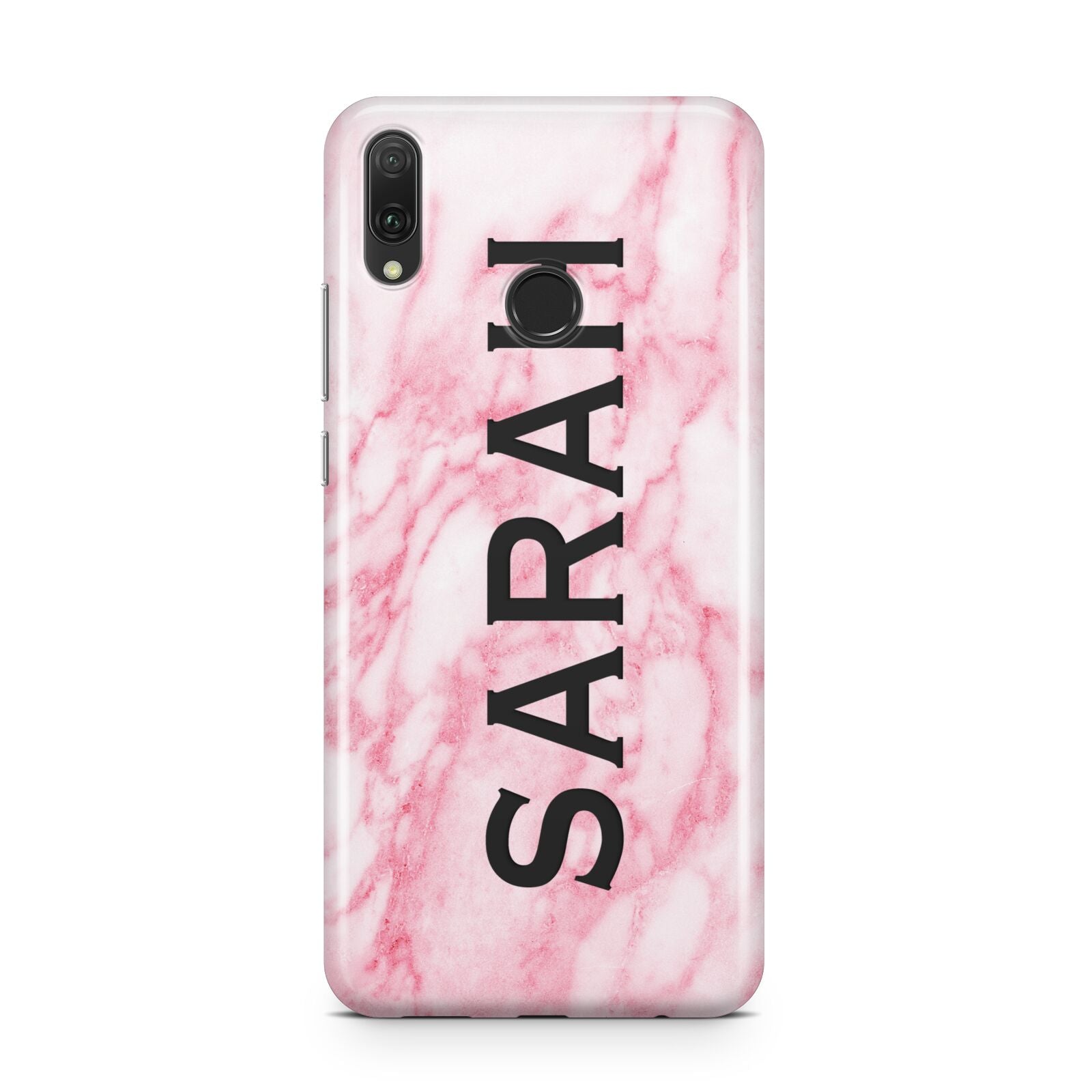 Personalised Clear Name Cutout Pink Marble Custom Huawei Y9 2019