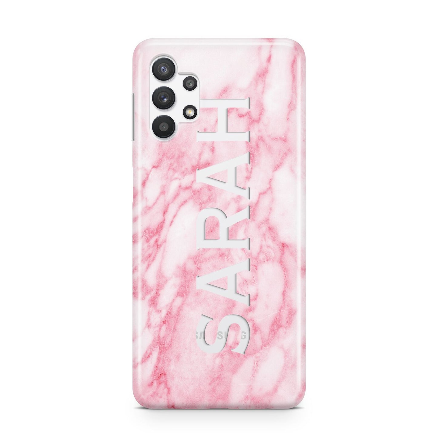 Personalised Clear Name Cutout Pink Marble Custom Samsung A32 5G Case