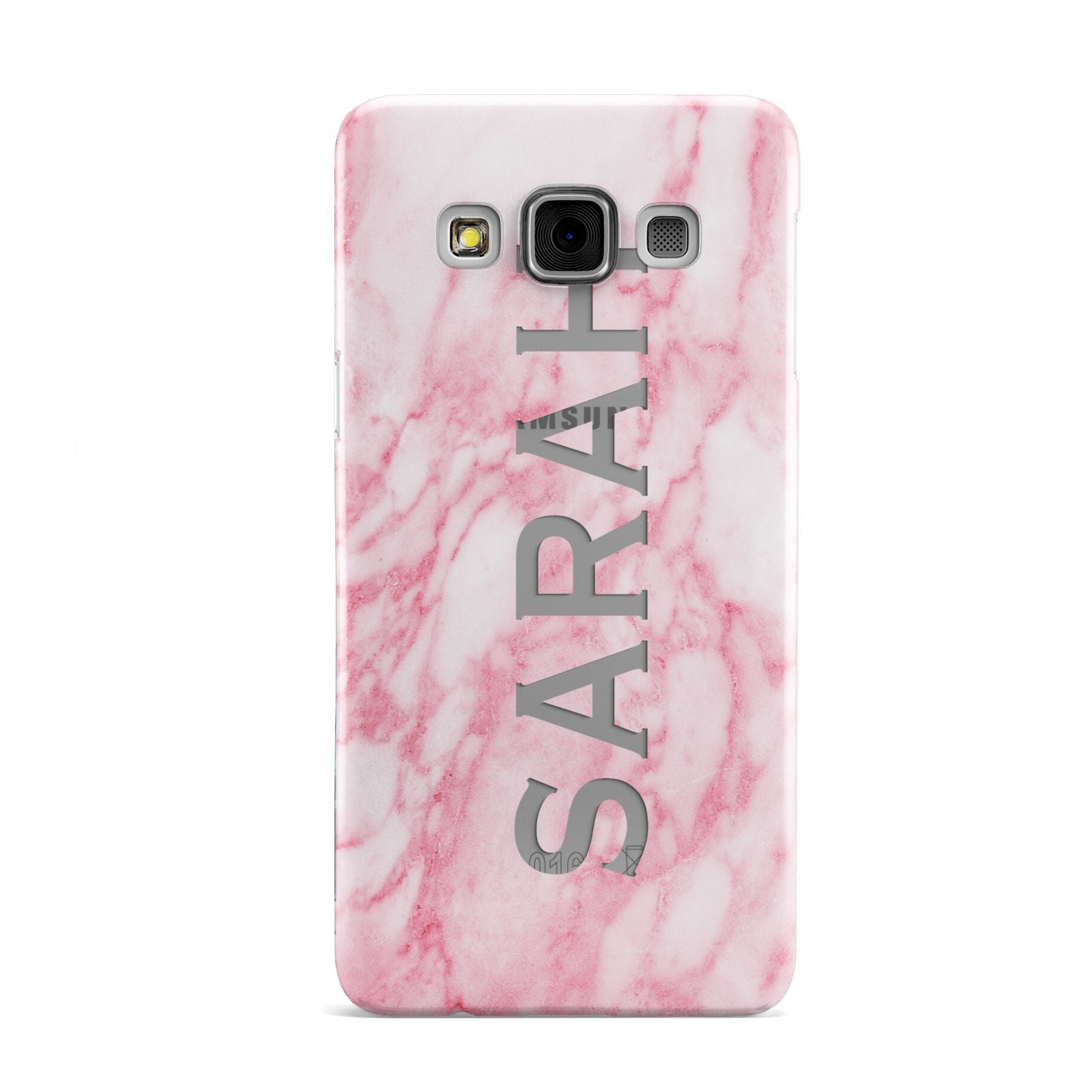 Personalised Clear Name Cutout Pink Marble Custom Samsung Galaxy A3 Case