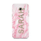 Personalised Clear Name Cutout Pink Marble Custom Samsung Galaxy A5 2017 Case on gold phone