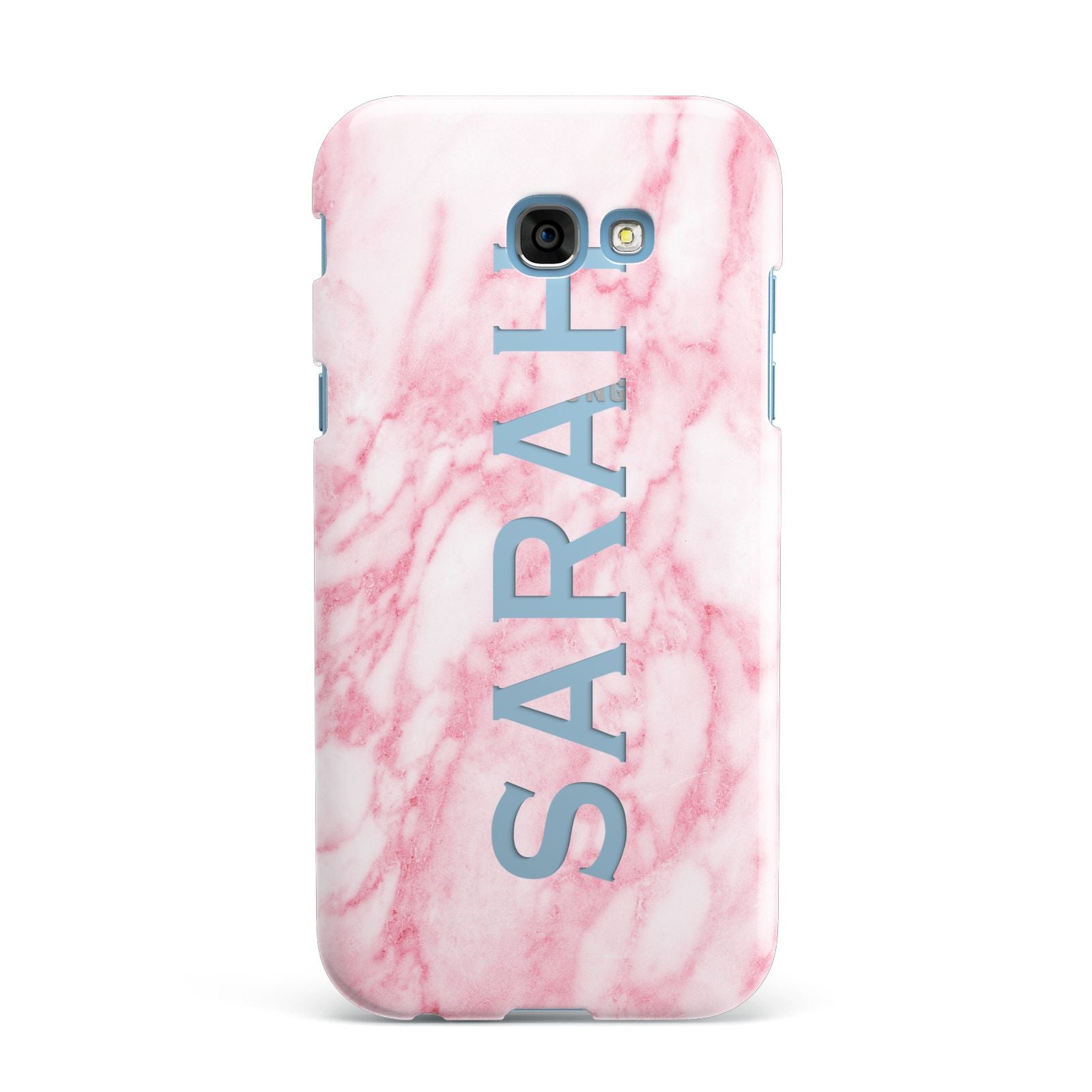 Personalised Clear Name Cutout Pink Marble Custom Samsung Galaxy A7 2017 Case