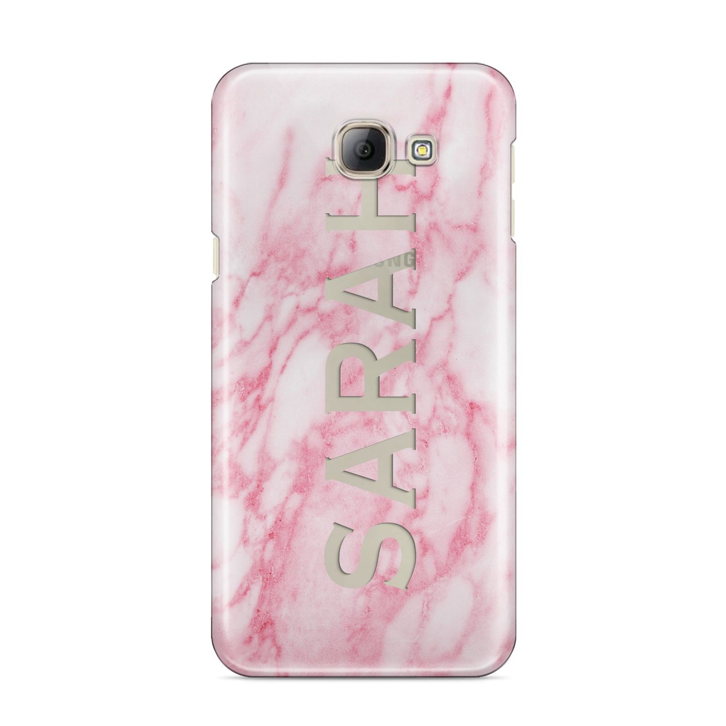 Personalised Clear Name Cutout Pink Marble Custom Samsung Galaxy A8 2016 Case