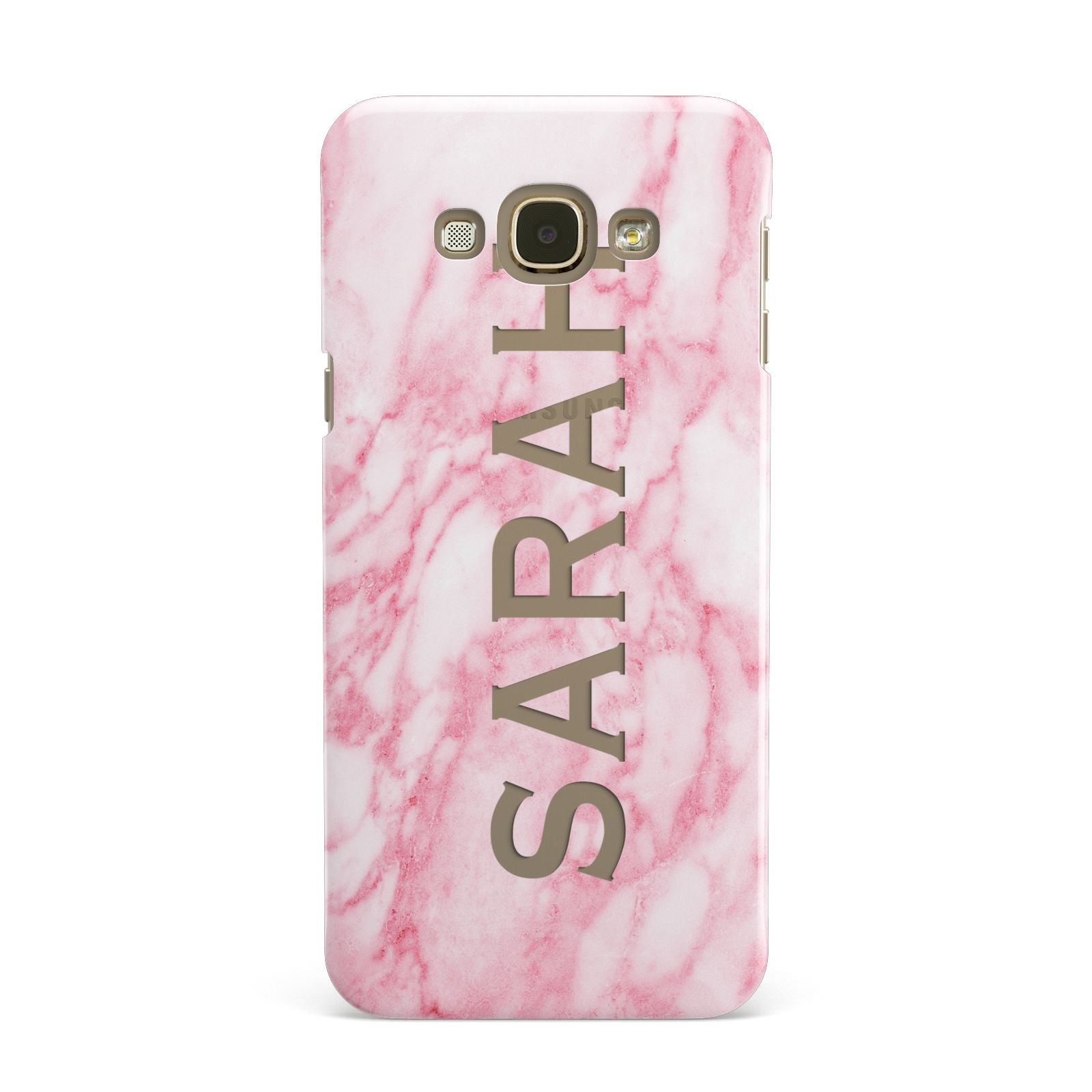Personalised Clear Name Cutout Pink Marble Custom Samsung Galaxy A8 Case