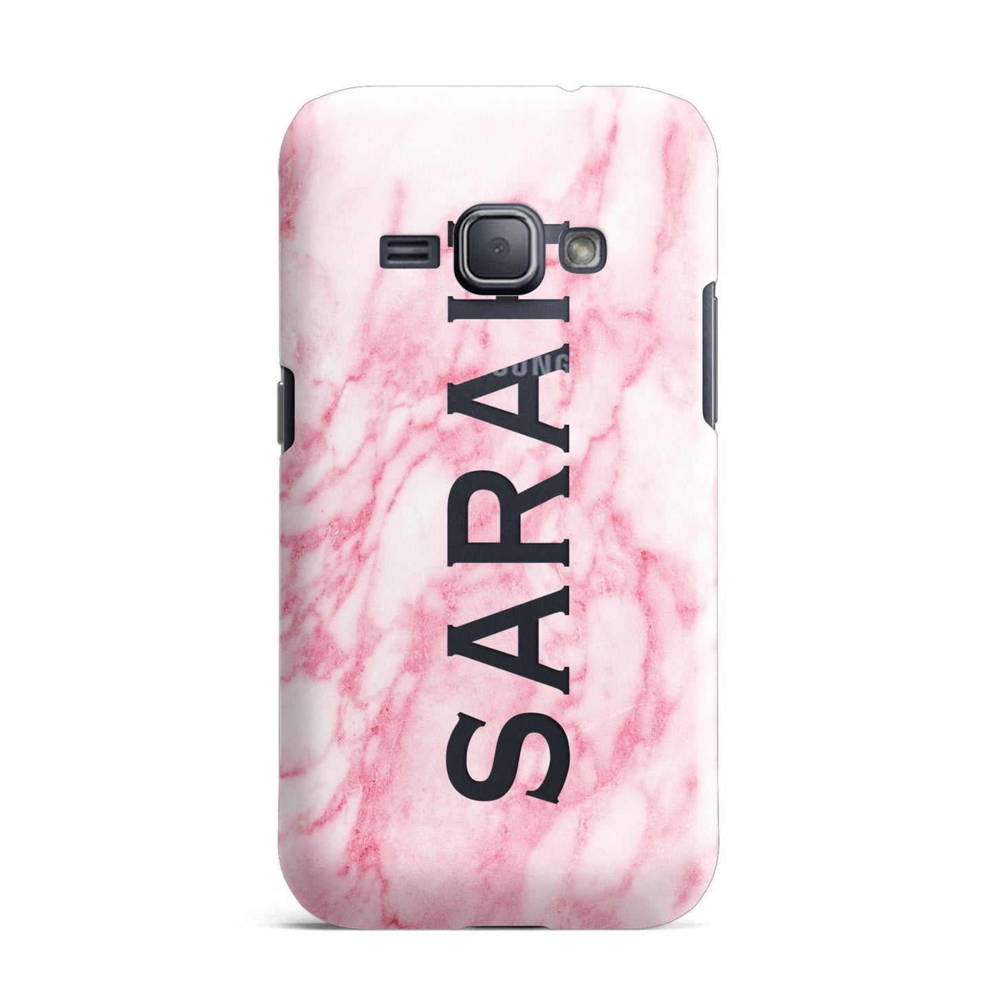 Personalised Clear Name Cutout Pink Marble Custom Samsung Galaxy J1 2016 Case