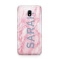Personalised Clear Name Cutout Pink Marble Custom Samsung Galaxy J3 2017 Case