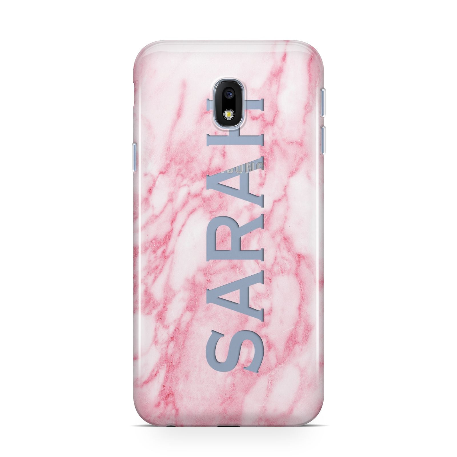 Personalised Clear Name Cutout Pink Marble Custom Samsung Galaxy J3 2017 Case