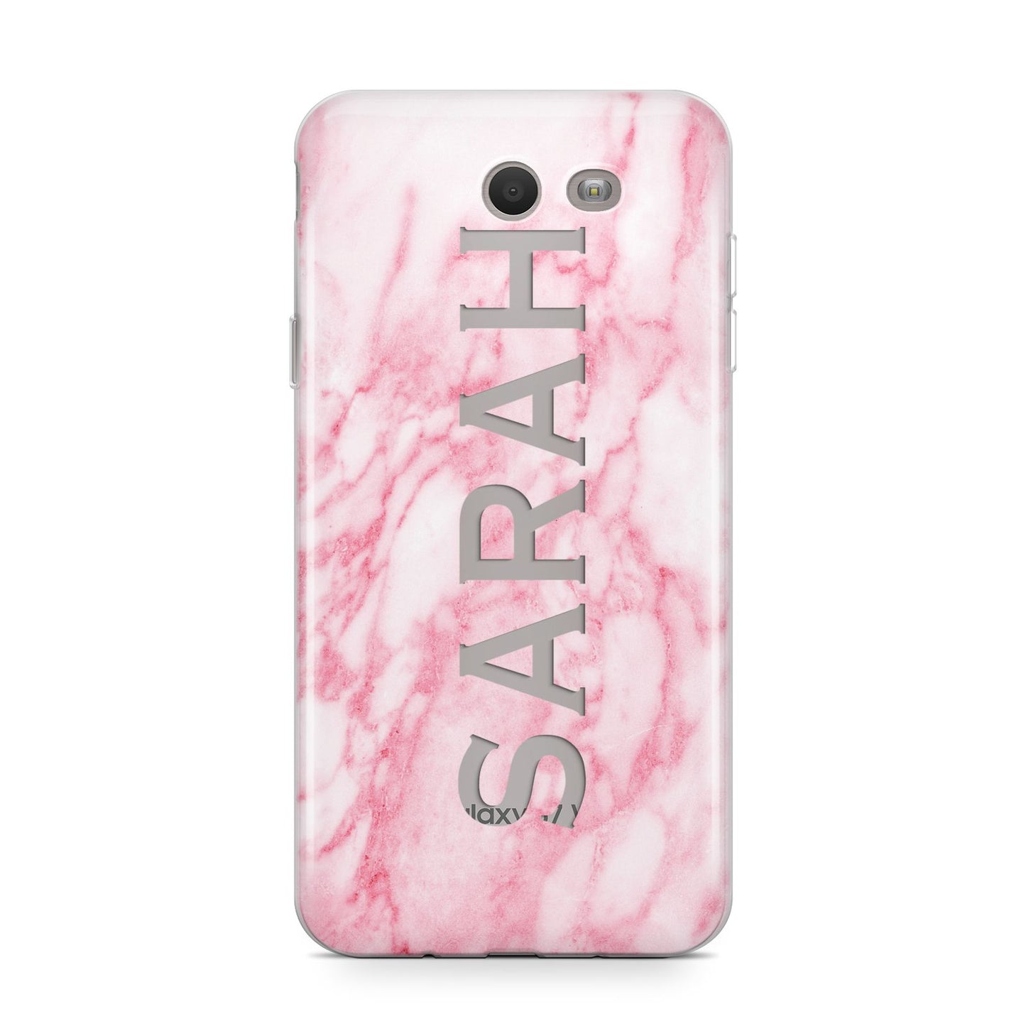 Personalised Clear Name Cutout Pink Marble Custom Samsung Galaxy J7 2017 Case